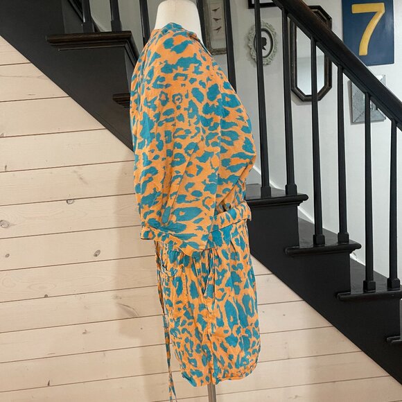 🖤 Agua Bendita Balam Linnea Romper, Orange and Blue Leopard(Nuly) Size Large - Picture 5 of 12